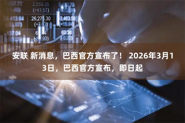 安联 新消息，巴西官方宣布了！ 2026年3月13日，巴西官方宣布，即日起