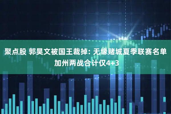 聚点股 郭昊文被国王裁掉: 无缘赌城夏季联赛名单 加州两战合计仅4+3