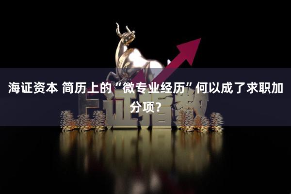 海证资本 简历上的“微专业经历”何以成了求职加分项？
